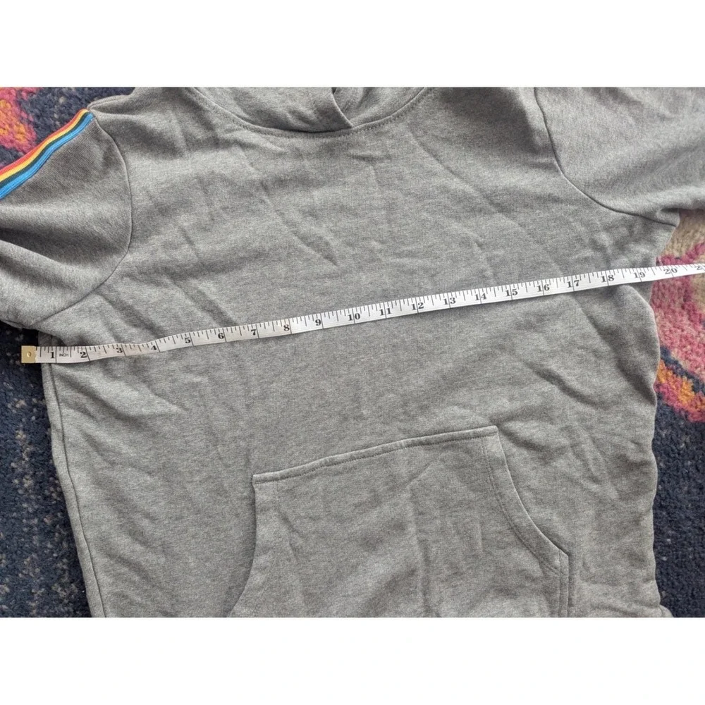 HANNA ANDERSSON Girls Gray Rainbow Stripe Sleeve Hoodie Dress w/Pocket‎ Sz 14/16